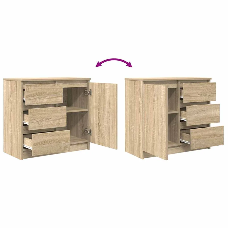 Buffet avec tiroir chêne sonoma 71x35x65 cm bois d'ingénierie - 9