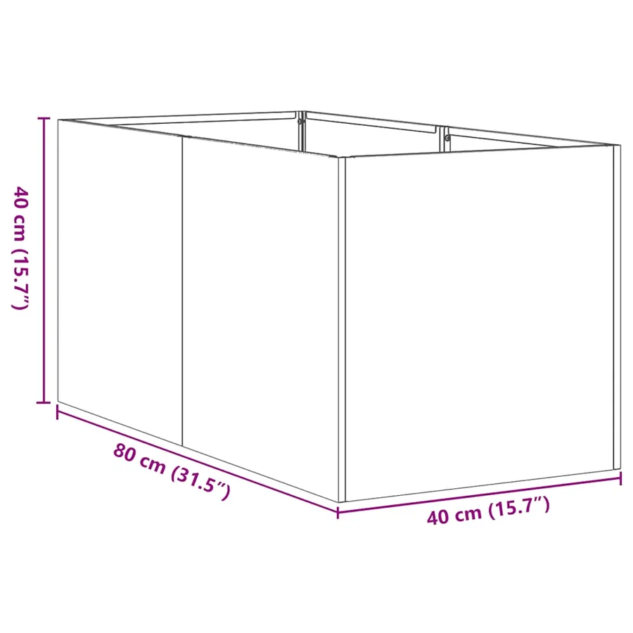 Jardinière 40x80x40 cm acier galvanisé - 10