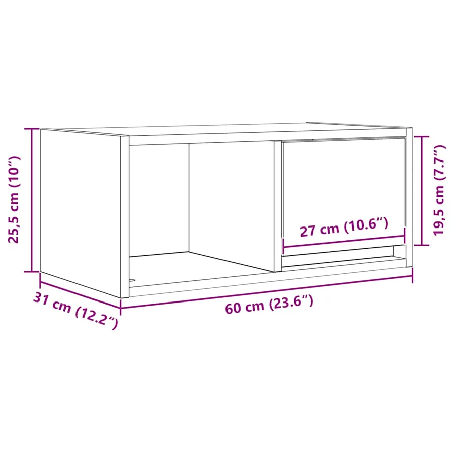 Meuble TV blanc 60x31x25,5 cm bois d'ingénierie - 14
