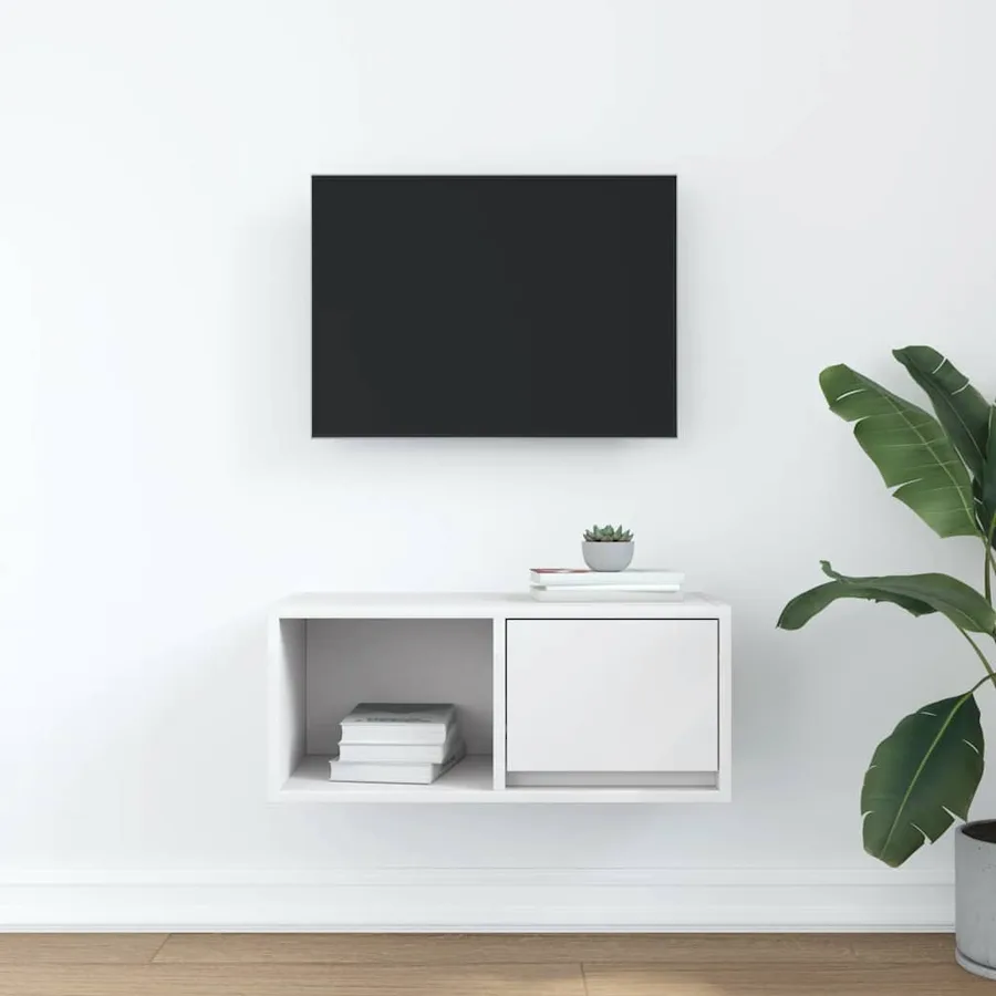 Meuble TV blanc 60x31x25,5 cm bois d'ingénierie - 3