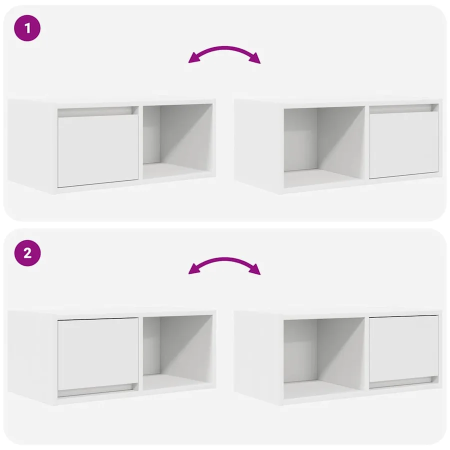 Meuble TV blanc 60x31x25,5 cm bois d'ingénierie - 9