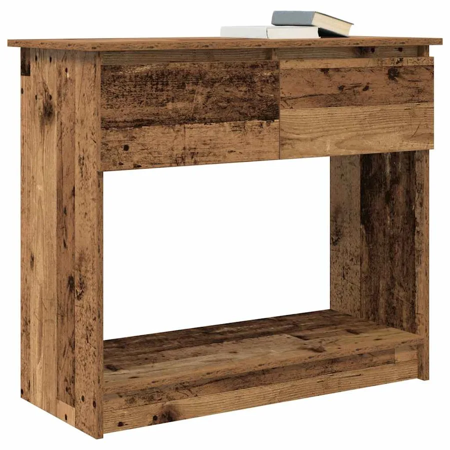 Table console avec tiroirs vieux bois 85,5x38,5x74,5 cm - 4