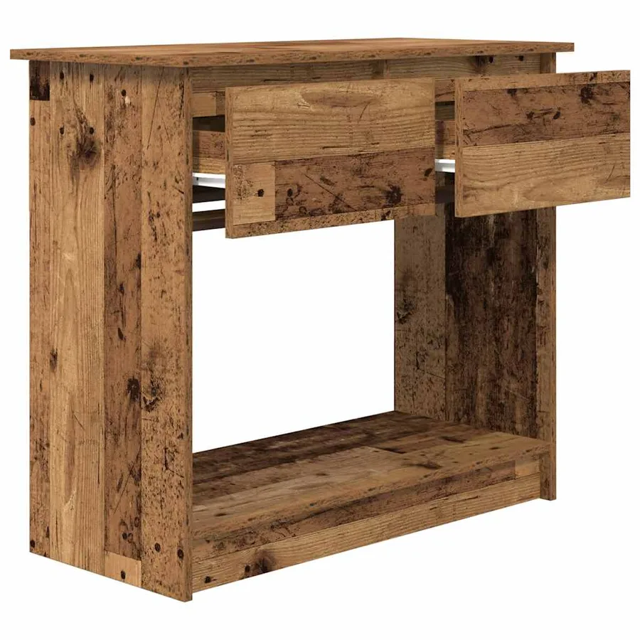 Table console avec tiroirs vieux bois 85,5x38,5x74,5 cm - 5