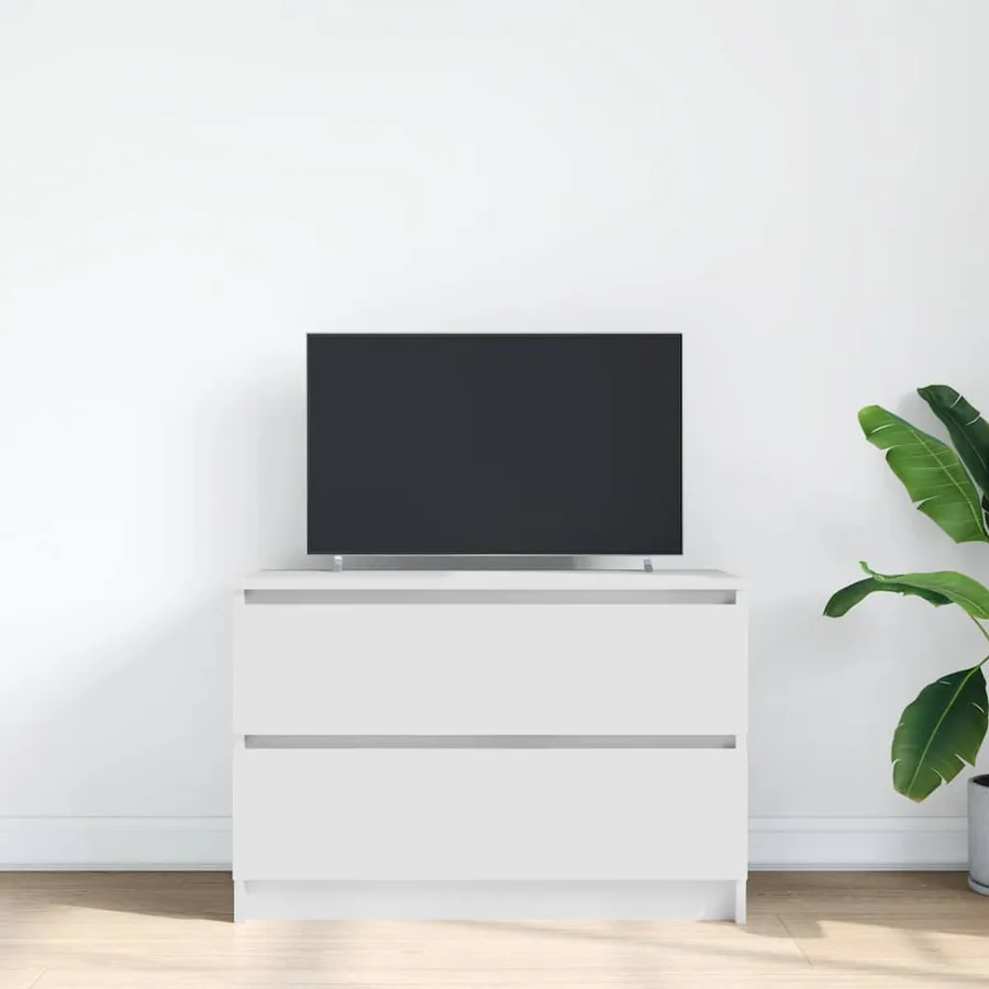 Meuble TV blanc 80x35x54 cm bois d'ingénierie - 3