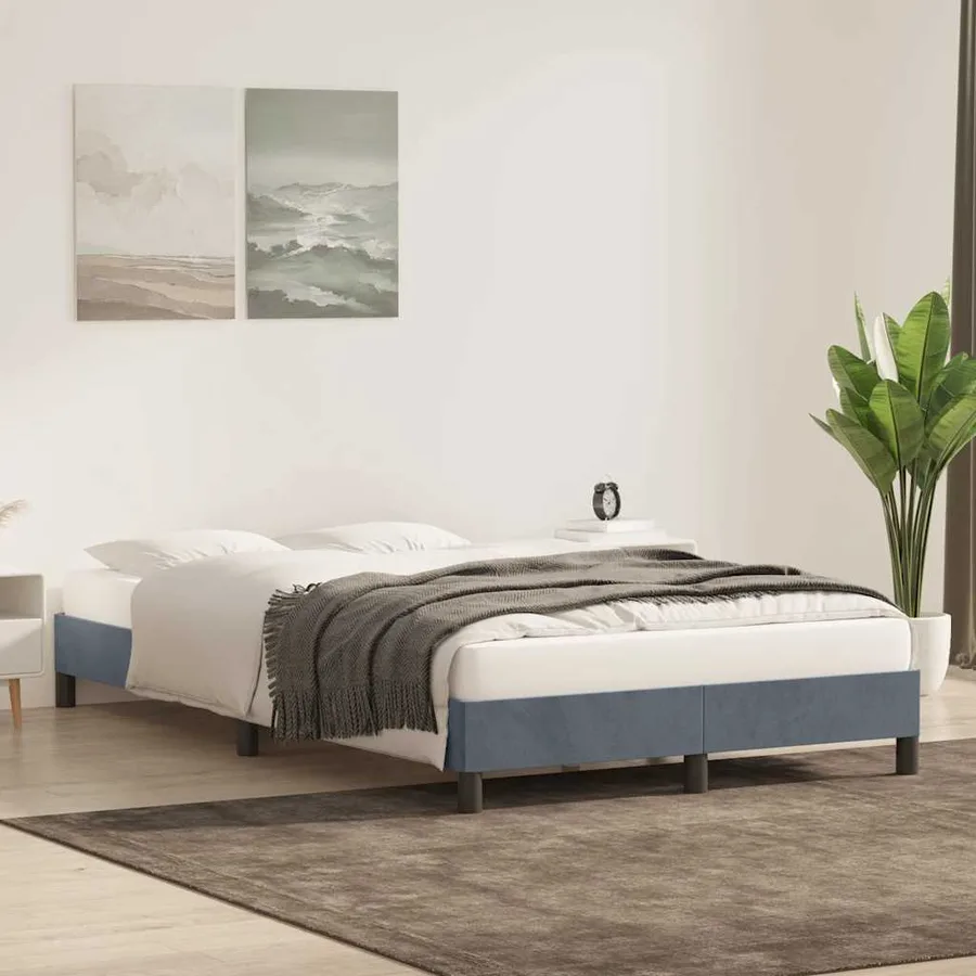 Cadre de lit sans matelas gris foncé 120x220 cm velours - 3