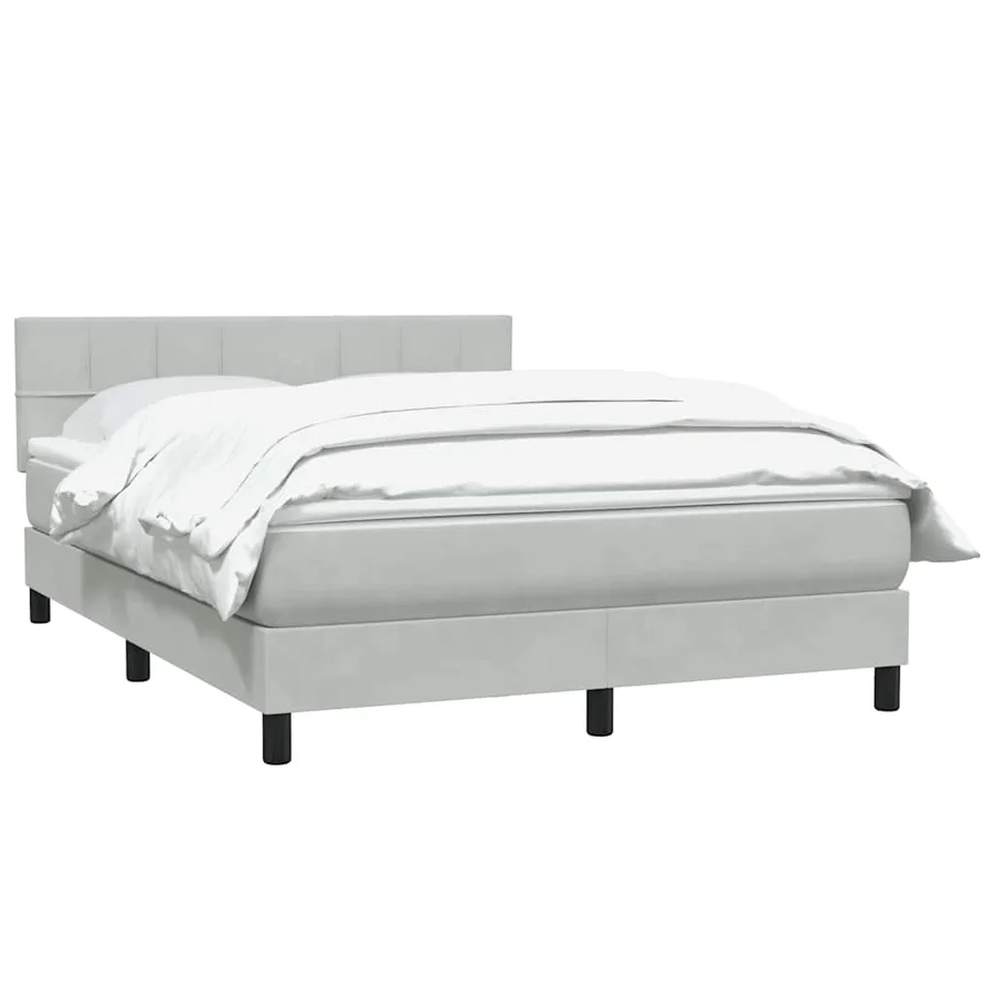 Sommier à lattes de lit et matelas gris clair 160x220cm velours - 3