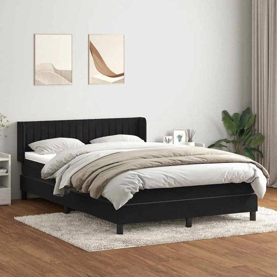 Sommier à lattes de lit avec matelas noir 140x220 cm velours - 3