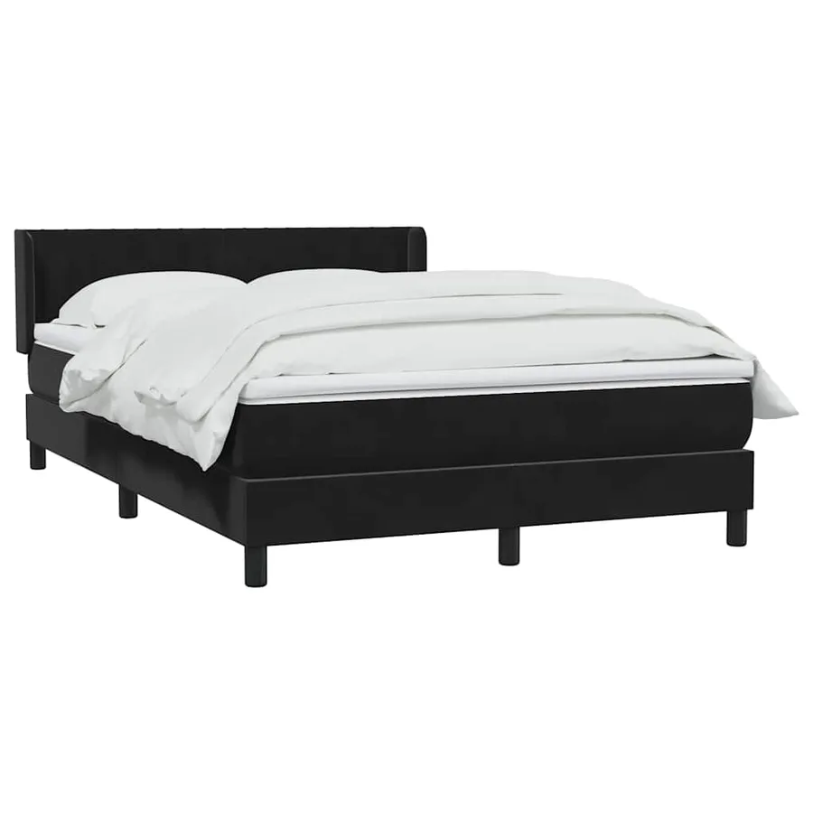 Sommier à lattes de lit avec matelas noir 140x220 cm velours - 4