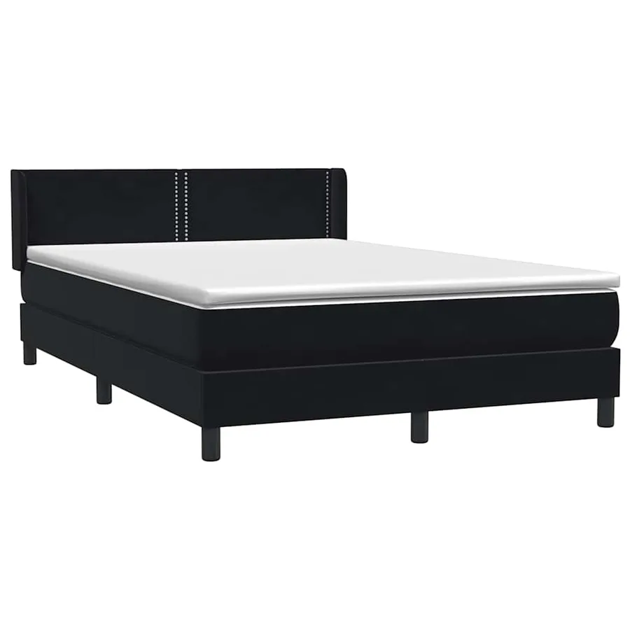 Sommier à lattes de lit avec matelas noir 140x220 cm velours - 4