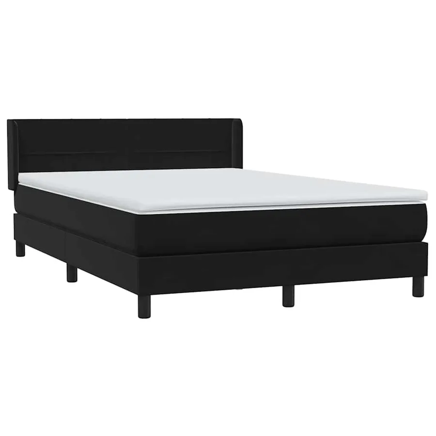 Sommier à lattes de lit avec matelas noir 140x220 cm velours - 4