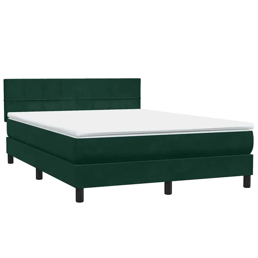 Sommier à lattes de lit et matelas et LED vert foncé 160x220cm velours - 5