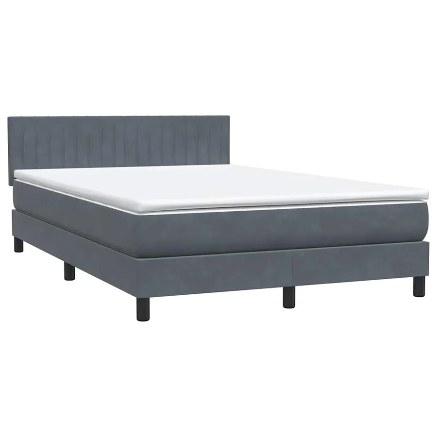 Sommier à lattes de lit et matelas et LED gris foncé 160x220cm velours - 5