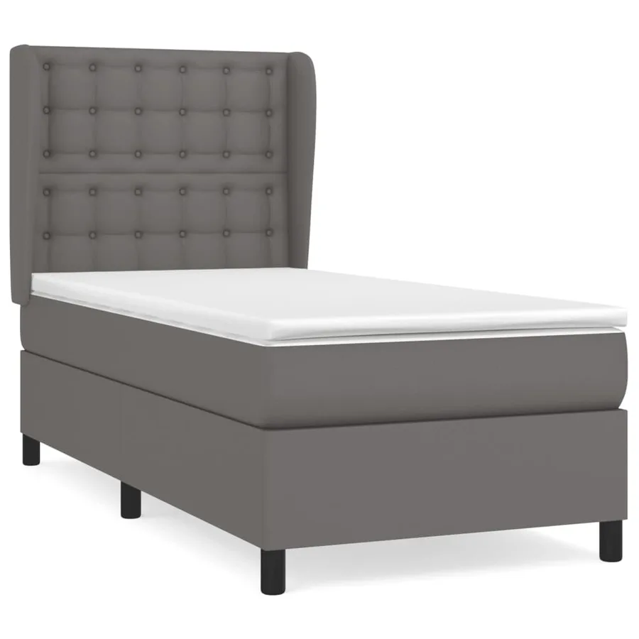 Sommier à lattes de lit avec matelas Gris 80x200 cm Similicuir - 2