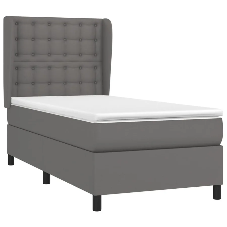 Sommier à lattes de lit avec matelas Gris 80x200 cm Similicuir - 3