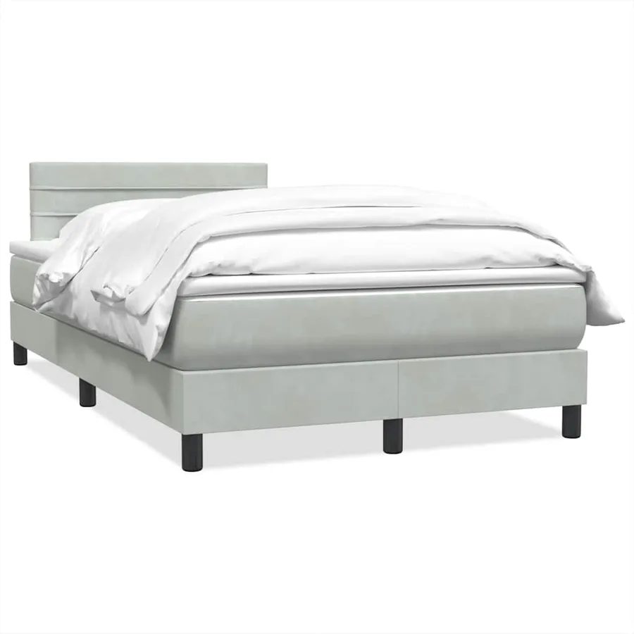 Sommier à lattes de lit et matelas gris clair 120x220cm velours - 2