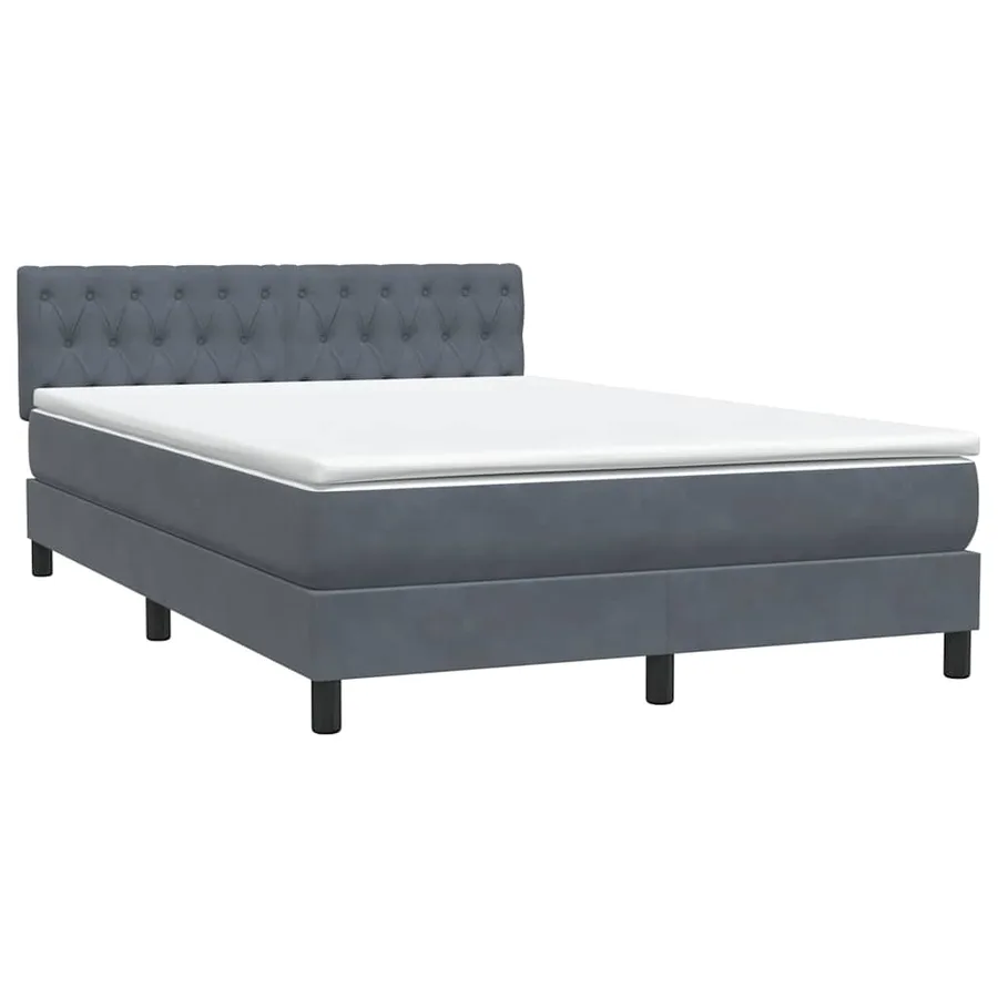Sommier à lattes de lit et matelas gris foncé 160x220cm velours - 4