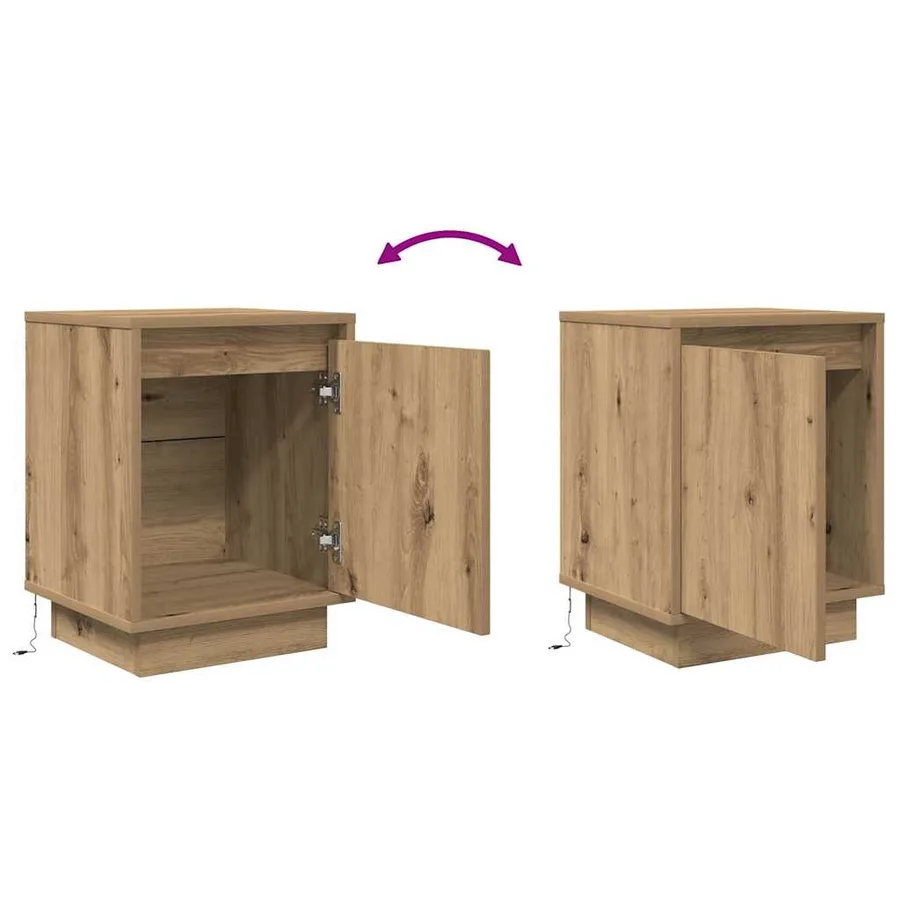 Armoires de chevet lumières LED 2pcs chêne artisanal 38x34x50cm - 11