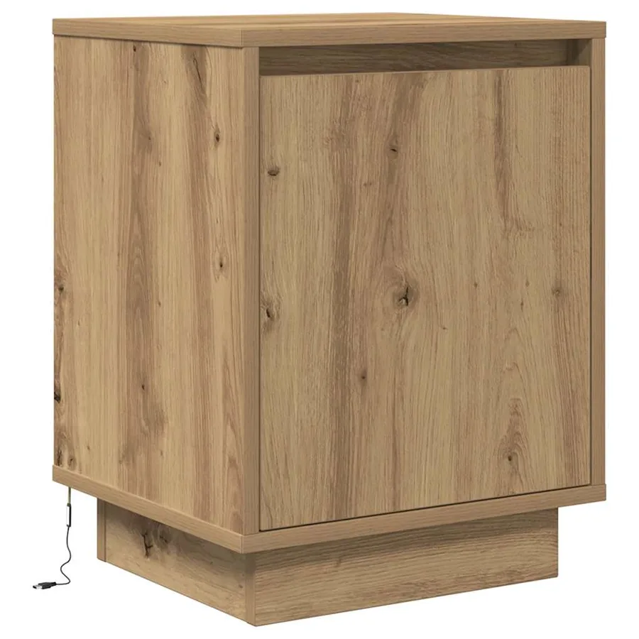 Armoires de chevet lumières LED 2pcs chêne artisanal 38x34x50cm - 7
