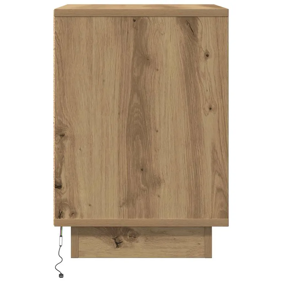 Armoires de chevet lumières LED 2pcs chêne artisanal 38x34x50cm - 9