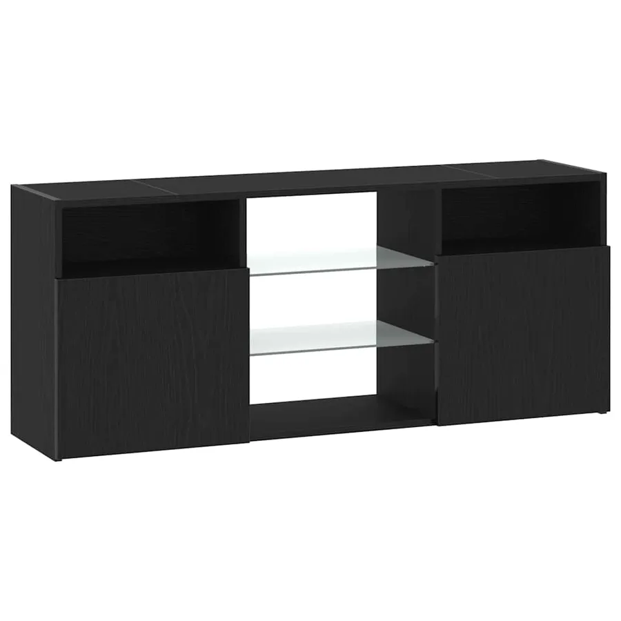 Meuble TV avec éclairage LED chêne noir 120 x 30 x 50 cm bois d'ingénierie - 3