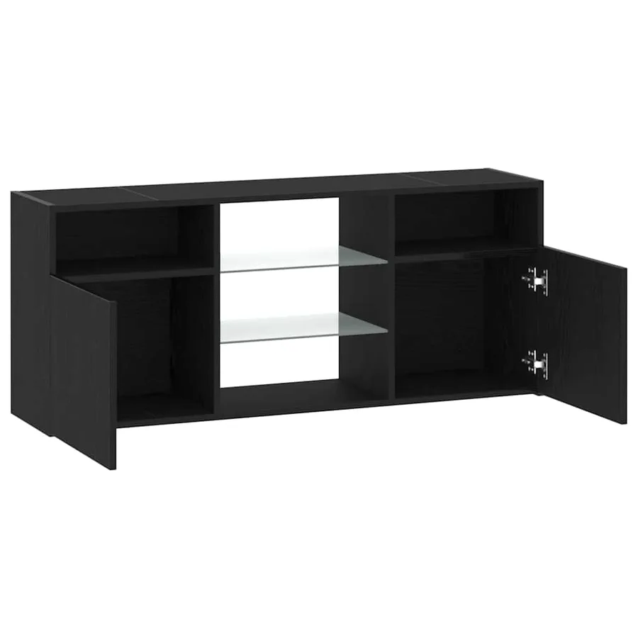 Meuble TV avec éclairage LED chêne noir 120 x 30 x 50 cm bois d'ingénierie - 6