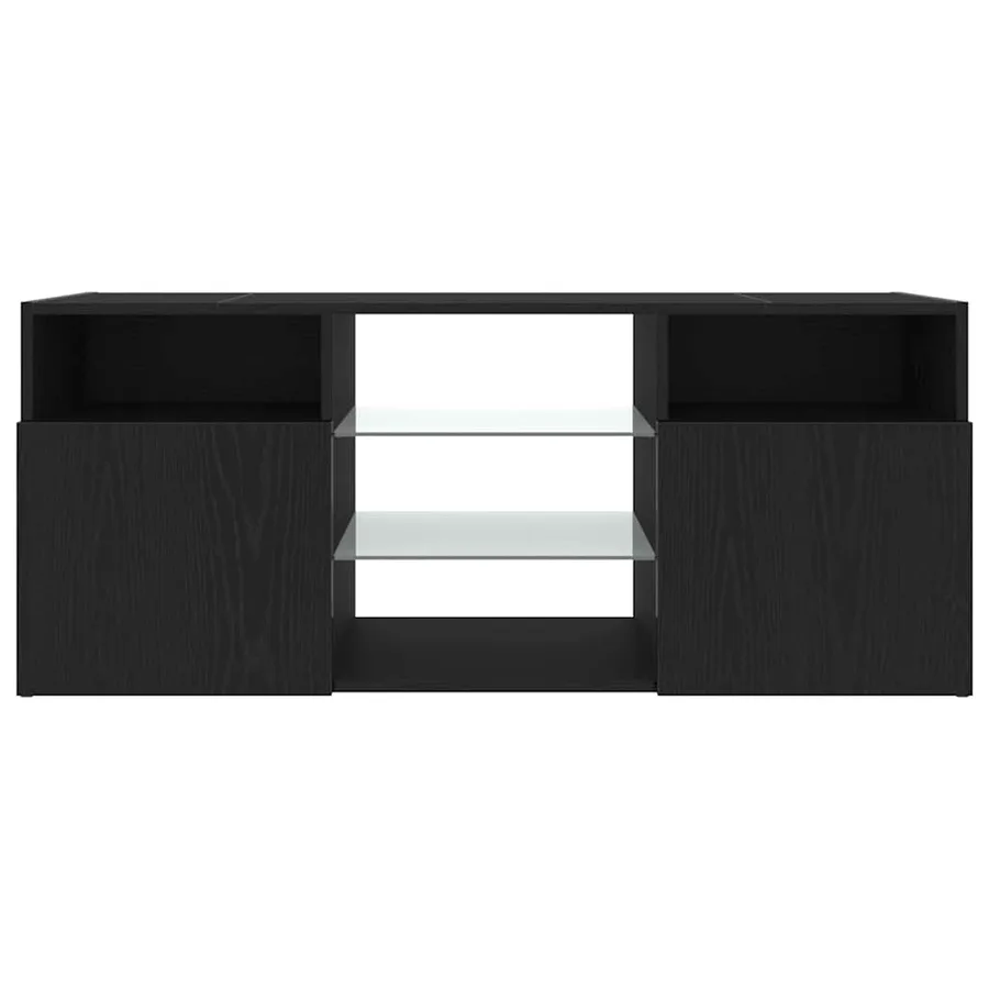 Meuble TV avec éclairage LED chêne noir 120 x 30 x 50 cm bois d'ingénierie - 7