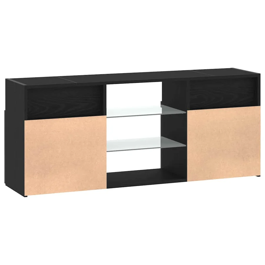 Meuble TV avec éclairage LED chêne noir 120 x 30 x 50 cm bois d'ingénierie - 9
