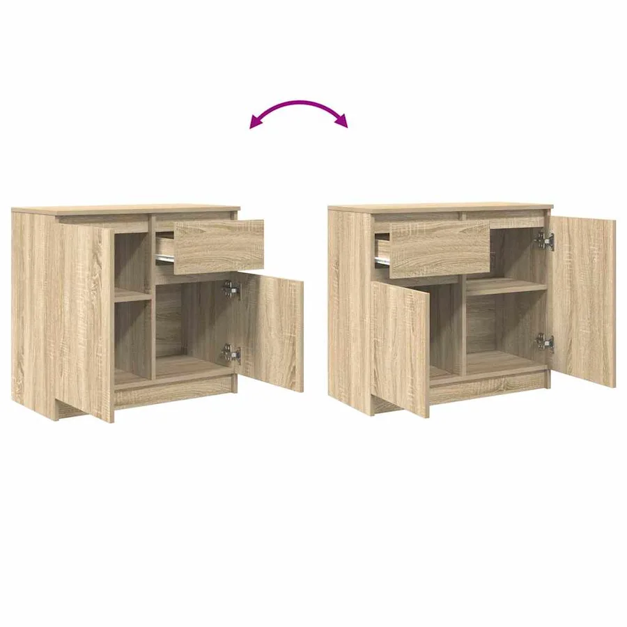 Buffet avec tiroir chêne sonoma 71x35x65 cm bois d'ingénierie - 9