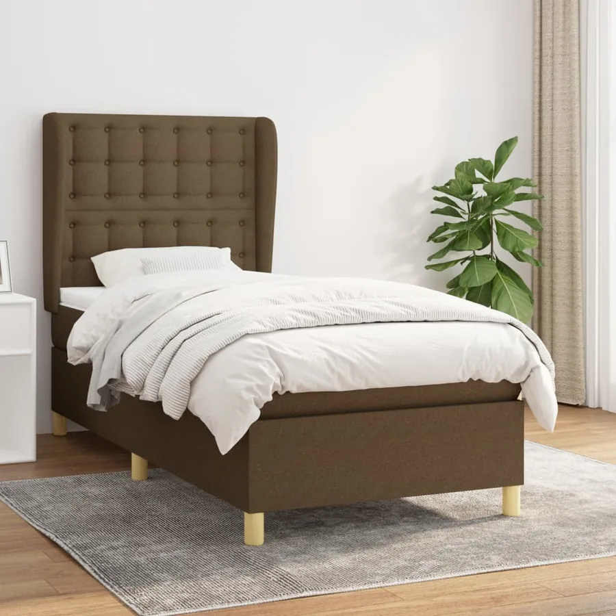 Sommier à lattes de lit avec matelas Marron foncé 100x200 cm