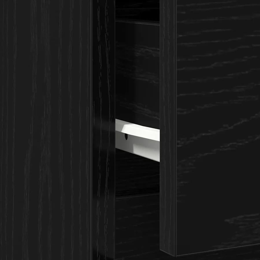 Buffet avec tiroir chêne noir 71x35x65 cm bois d'ingénierie - 12