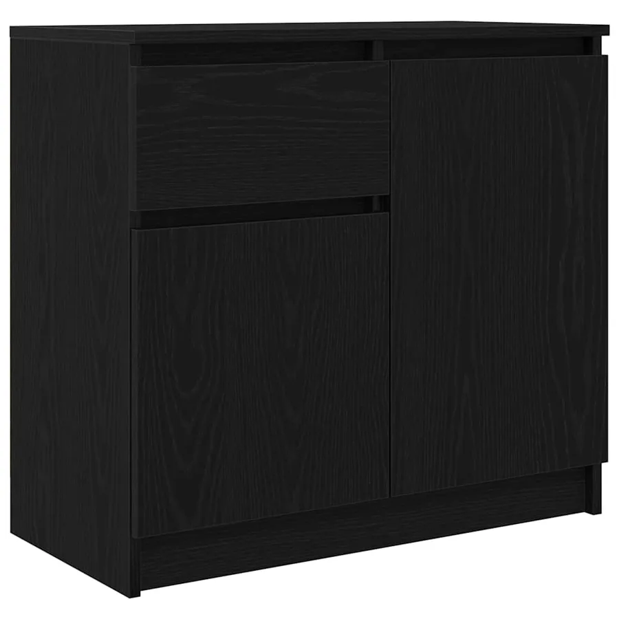 Buffet avec tiroir chêne noir 71x35x65 cm bois d'ingénierie - 2