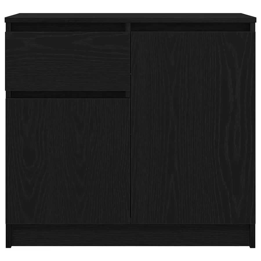 Buffet avec tiroir chêne noir 71x35x65 cm bois d'ingénierie - 6