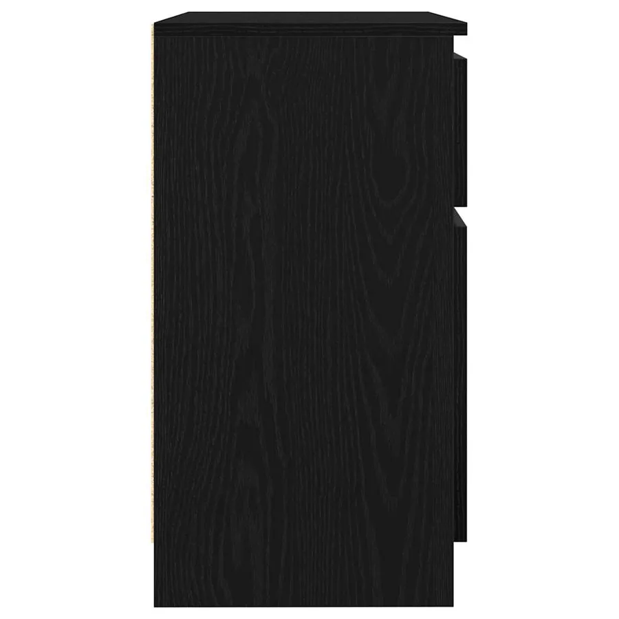 Buffet avec tiroir chêne noir 71x35x65 cm bois d'ingénierie - 7