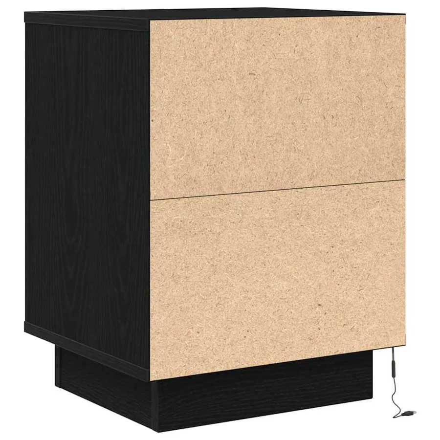 Tables de chevet avec lumières LED 2 pcs noir 38x34x50 cm - 10
