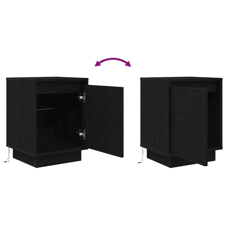 Tables de chevet avec lumières LED 2 pcs noir 38x34x50 cm - 11