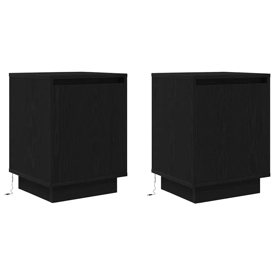Tables de chevet avec lumières LED 2 pcs noir 38x34x50 cm - 3