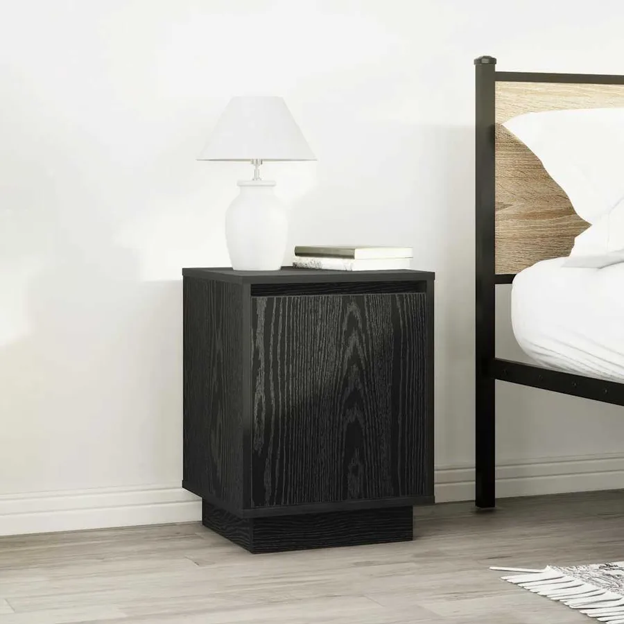 Tables de chevet avec lumières LED 2 pcs noir 38x34x50 cm - 4