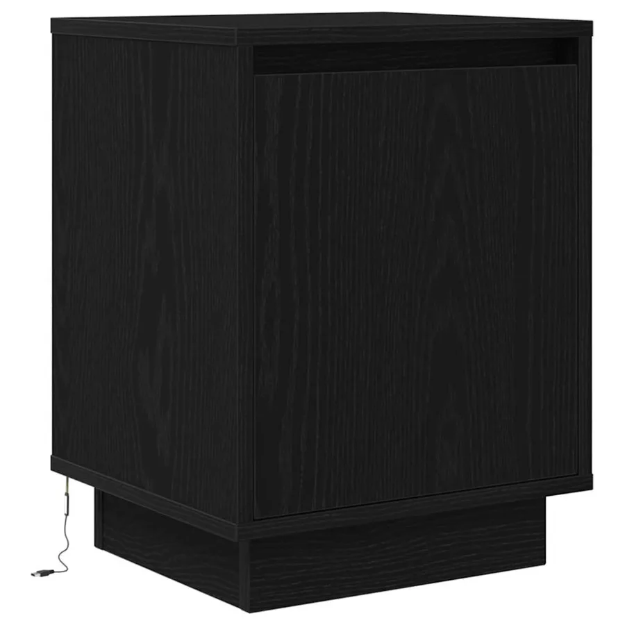 Tables de chevet avec lumières LED 2 pcs noir 38x34x50 cm - 7