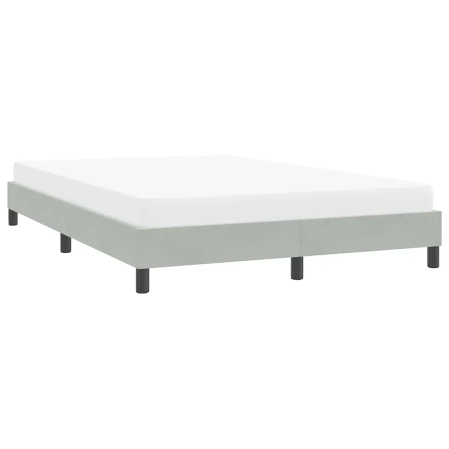 Cadre de lit sans matelas gris clair 140x220 cm velours - 4
