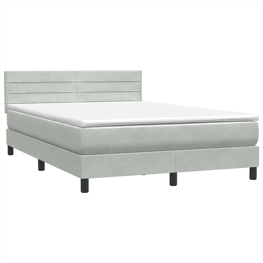 Sommier à lattes de lit et matelas gris clair 140x220cm velours - 4