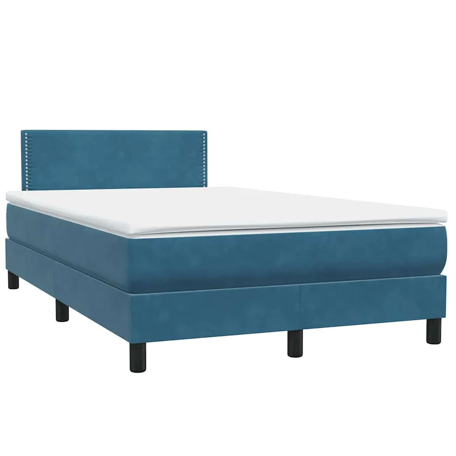 Sommier à lattes de lit et matelas bleu foncé 120x220cm velours - 4