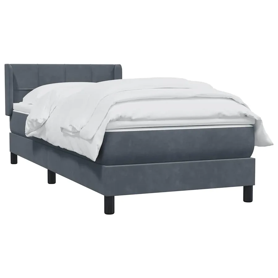 Sommier à lattes de lit et matelas gris foncé 100x220cm velours - 3