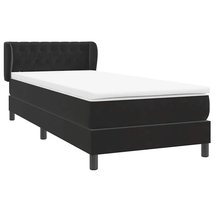 Sommier à lattes de lit avec matelas noir 100x220 cm velours - 4