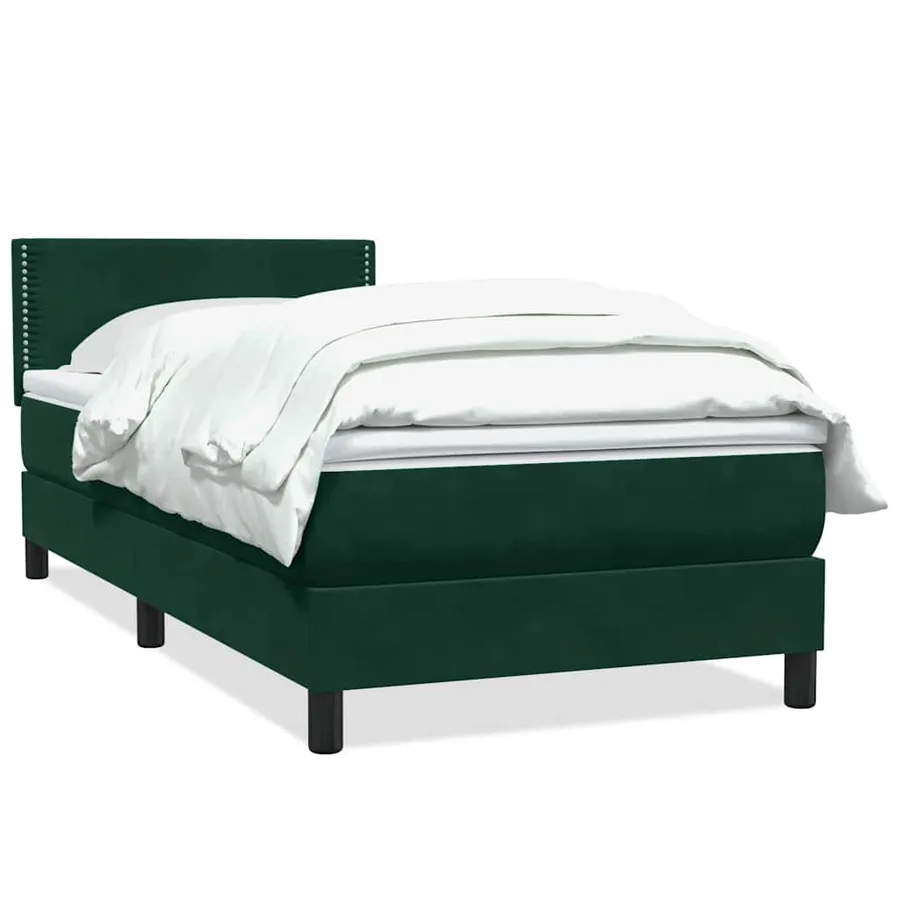 Sommier à lattes de lit et matelas vert foncé 100x220cm velours - 2