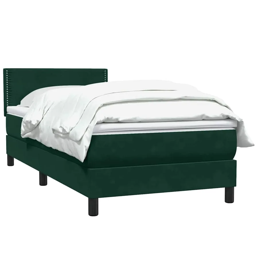 Sommier à lattes de lit et matelas vert foncé 100x220cm velours - 3