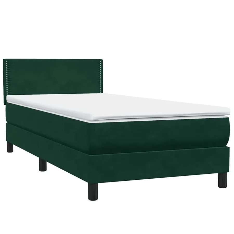 Sommier à lattes de lit et matelas vert foncé 100x220cm velours - 4