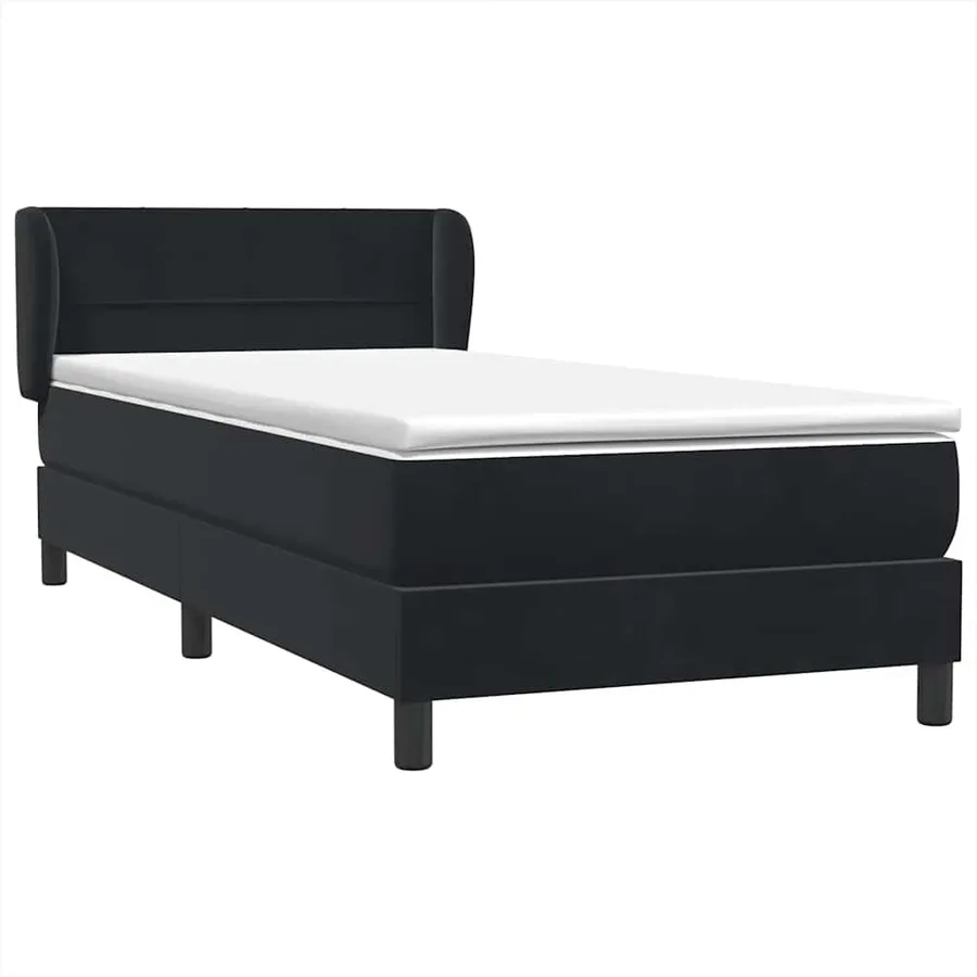 Sommier à lattes de lit avec matelas noir 100x220 cm velours - 4
