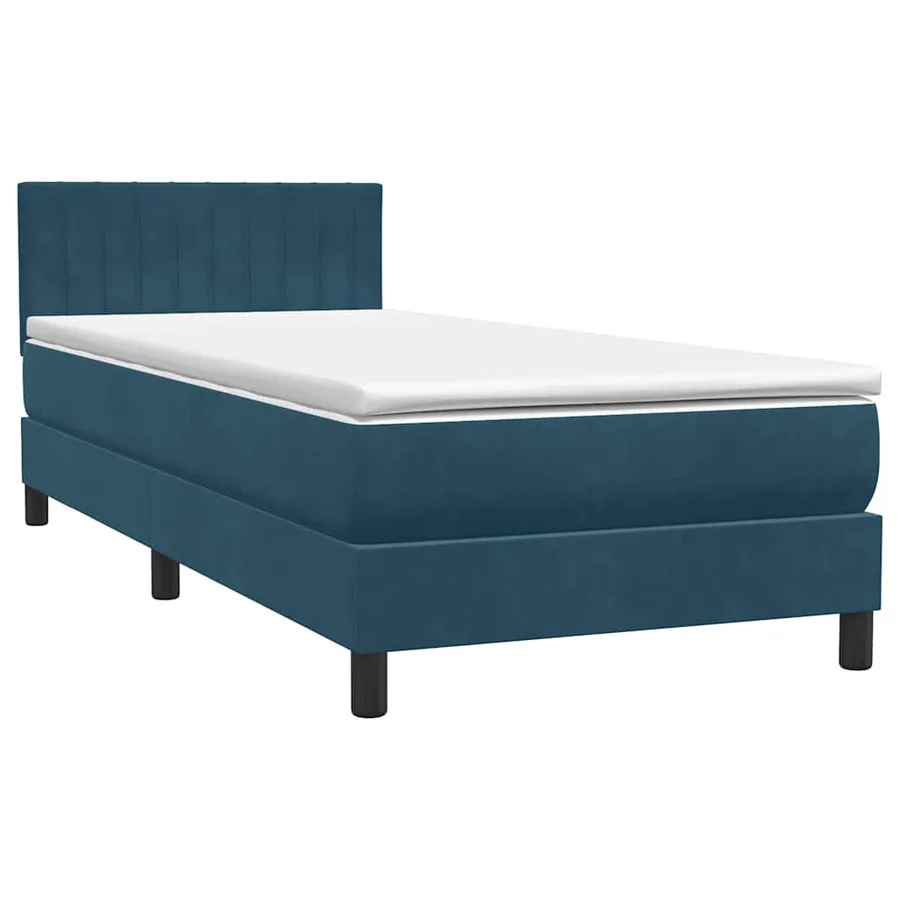 Sommier à lattes de lit et matelas bleu foncé 100x220cm velours - 2