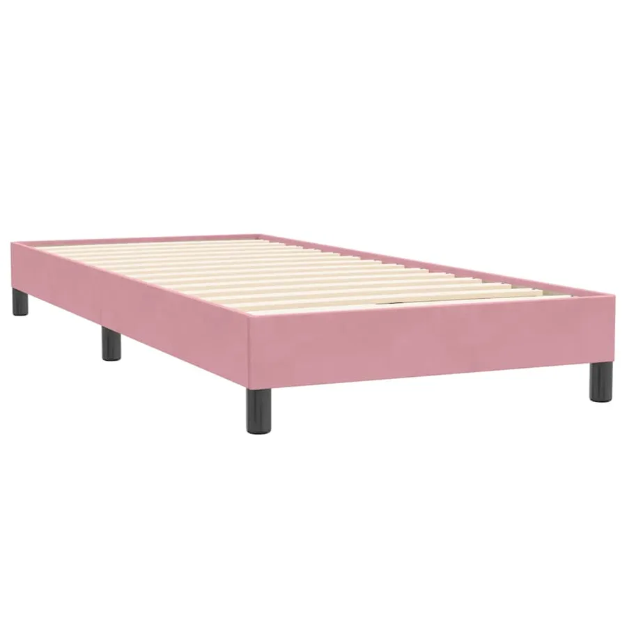 Sommier à lattes de lit avec matelas rose 100x220 cm velours - 5