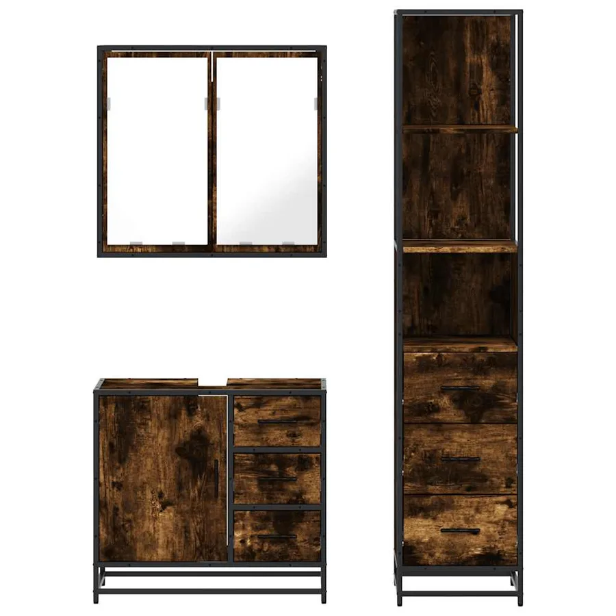 Ensemble de meubles de salle de bain 3 pcs Chêne fumé - 5